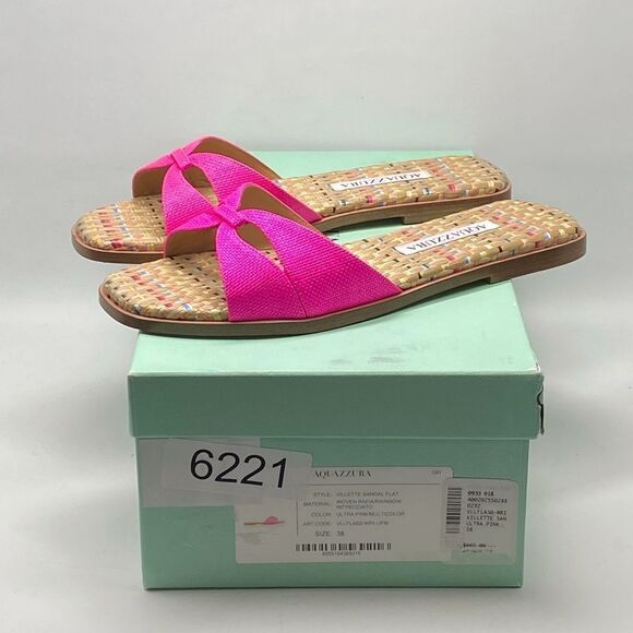 Aquazzura Villette Textile Flat Sandals size 38 - Picture 9 of 11